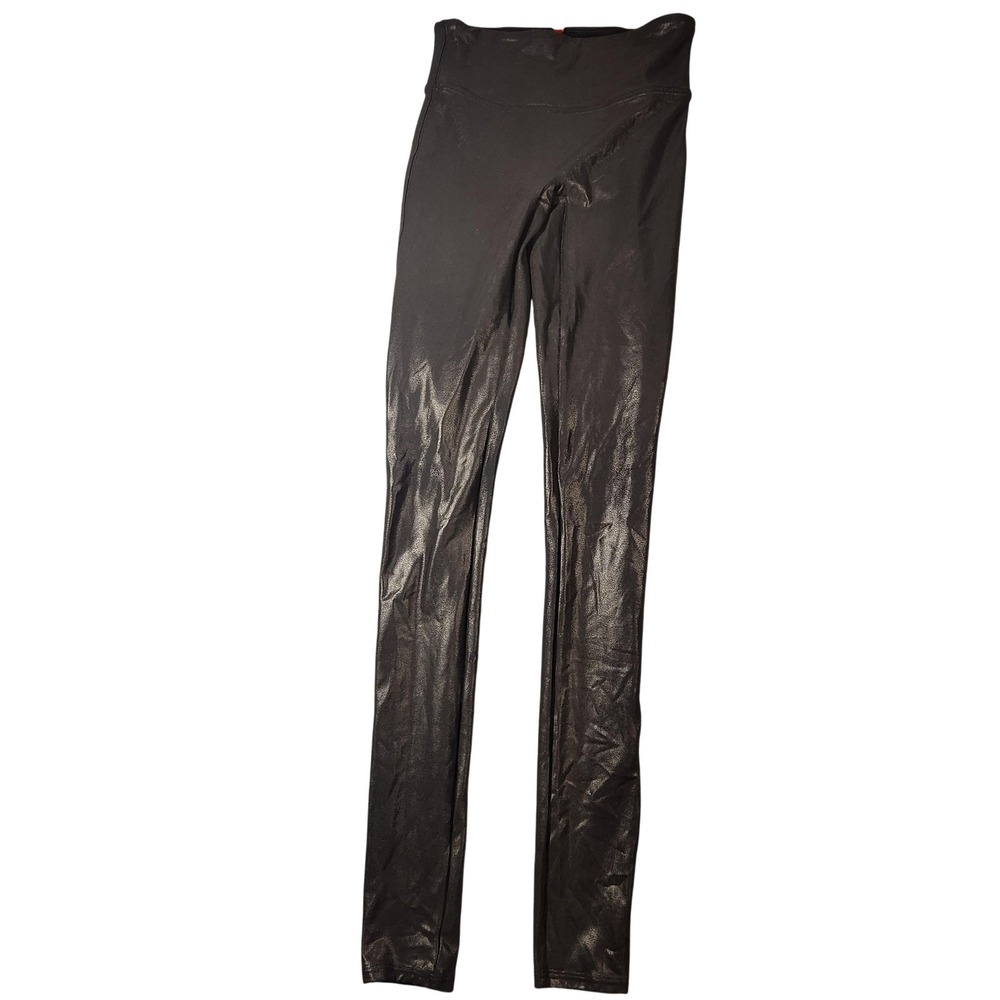 Spanx Pants Womens Small Black Faux Leather Leggings High Rise Tall‎ Shaping